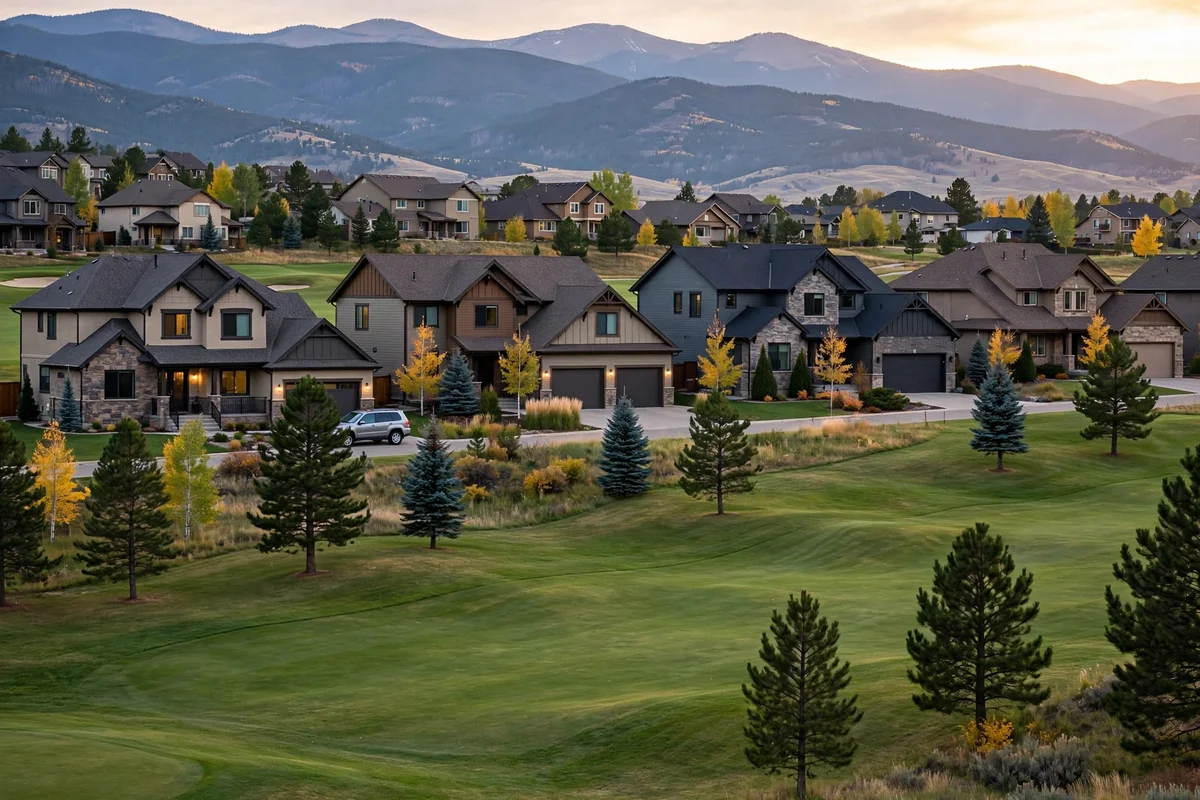 Golf-course-adjacent homes in the Broadlands community in Broomfield, Colorado