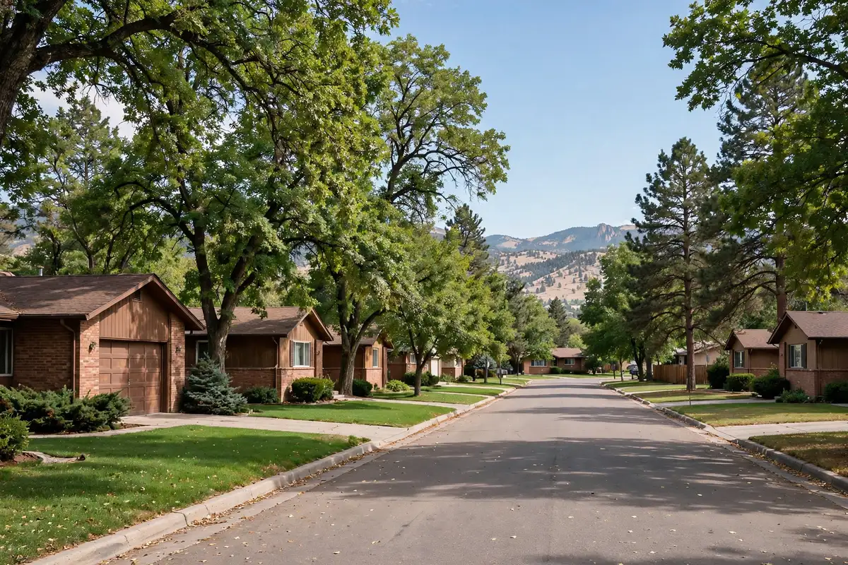 Established ranch-style homes on a residential street in Northglenn, CO