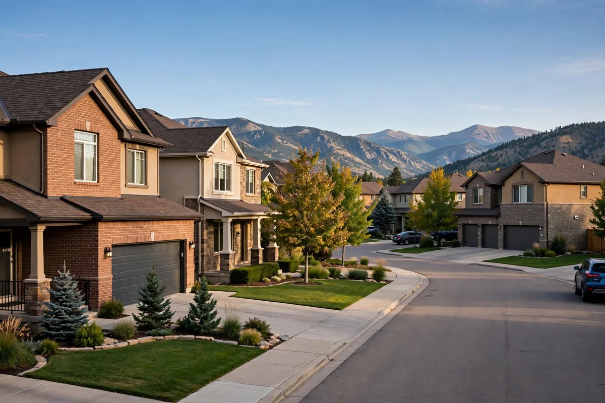 Attractive 2000s homes on a tidy residential street in Redleaf, Broomfield, Colorado